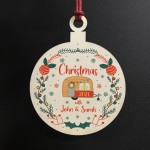 Caravan Lover Gift Personalised Christmas Tree Decoration