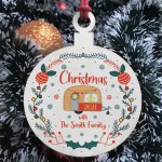 Caravan Christmas Decoration Wooden Personalised Family Gift