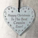 Best Cousin Gift For Christmas Engraved Heart Christmas Decor