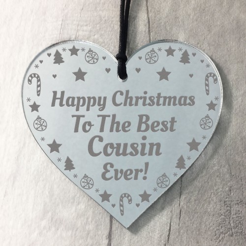 Best Cousin Gift For Christmas Engraved Heart Christmas Decor