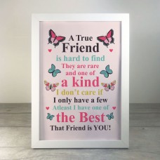 True Friend Friendship Print Framed Best Friend Gift Birthday