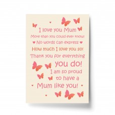 Mum Gift Home Plaque Daughter Son Gift Print THANK YOU Birthday
