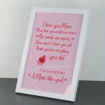 Mum Poem Daughter Son Framed Print Keepsake THANK YOU