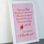 Mum Poem Daughter Son Framed Print Keepsake THANK YOU