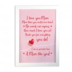 Mum Poem Daughter Son Framed Print Keepsake THANK YOU