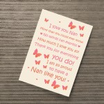 Nan Gift Home Plaque Grandparent Print Keepsake THANK YOU