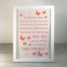 Nan Gift Home Plaque Grandparent Print Framed Keepsake THANK YOU