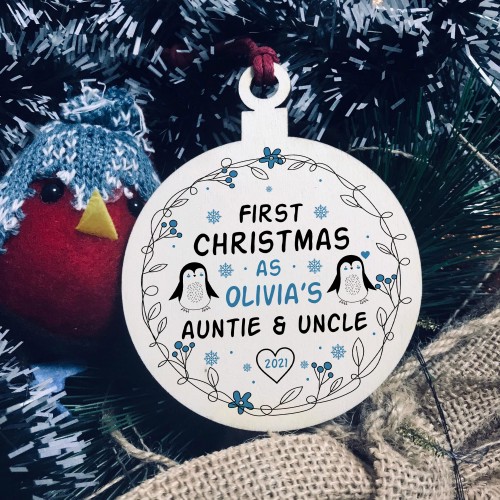 Auntie And Uncle Christmas Gift Personalised 1st Christmas