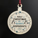First Christmas As Godparents Personalised Christmas Decoration