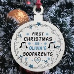 First Christmas As Godparents Personalised Christmas Decoration