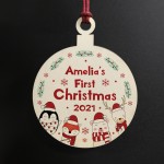 Baby First Christmas Personalised Wood Bauble 1st Christmas