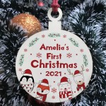 Baby First Christmas Personalised Wood Bauble 1st Christmas