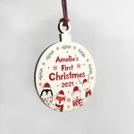 Baby First Christmas Personalised Wood Bauble 1st Christmas