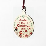 Baby First Christmas Personalised Wood Bauble 1st Christmas