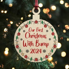 First Christmas With Bump Tree Decoration Bauble Mum Dad To Be