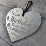 Funny Birthday Gift For Brother Sister Engraved Hanging Heart