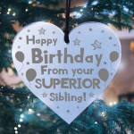 Funny Birthday Gift For Brother Sister Engraved Hanging Heart