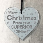 Funny Christmas Gift For Brother Sister Engraved Hanging Heart