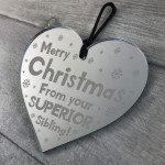 Funny Christmas Gift For Brother Sister Engraved Hanging Heart