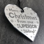 Funny Christmas Gift For Brother Sister Engraved Hanging Heart