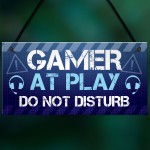 Gamer At Play Novelty Gaming Boys Bedroom Games Room Sign