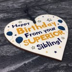 Funny Birthday Gift For Brother Sister Novelty Wood Heart Gifts