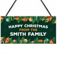 Happy Christmas Sign Personalised Family Plaque Christmas Sign