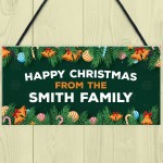Happy Christmas Sign Personalised Family Plaque Christmas Sign
