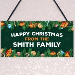 Happy Christmas Sign Personalised Family Plaque Christmas Sign