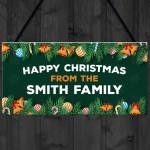 Happy Christmas Sign Personalised Family Plaque Christmas Sign