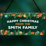 Happy Christmas Sign Personalised Family Plaque Christmas Sign