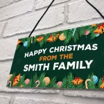 Happy Christmas Sign Personalised Family Plaque Christmas Sign