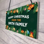Happy Christmas Sign Personalised Family Plaque Christmas Sign