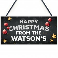 Happy Christmas From The 'Surname' Plaque Personalised Sign