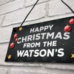 Happy Christmas From The 'Surname' Plaque Personalised Sign