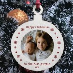 Personalised Christmas Gift For Auntie Best Hanging Photo Bauble