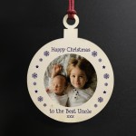 Personalised Christmas Gift For Uncle Best Hanging Photo Bauble