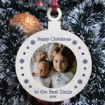 Personalised Christmas Gift For Uncle Best Hanging Photo Bauble