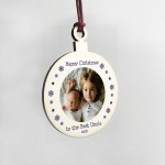 Personalised Christmas Gift For Uncle Best Hanging Photo Bauble