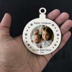 Personalised Christmas Gift For Uncle Best Hanging Photo Bauble