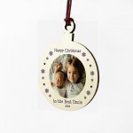 Personalised Christmas Gift For Uncle Best Hanging Photo Bauble