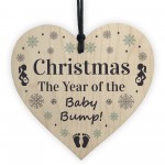 Christmas Baby Bump Gifts Wood Heart Bauble Mum Dad To Be