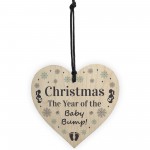 Christmas Baby Bump Gifts Wood Heart Bauble Mum Dad To Be