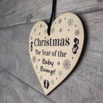 Christmas Baby Bump Gifts Wood Heart Bauble Mum Dad To Be
