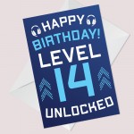14th Birthday Gamer Card For Son Brother Gaming Theme Card