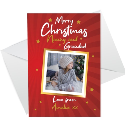 Christmas Card For Nanny Grandad Personalised Photo Card