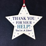 Thank You For Your Help Gift Hanging Wooden Star Volunteer