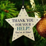 Thank You For Your Help Gift Hanging Wooden Star Volunteer