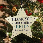 Thank You For Your Help Gift Hanging Wooden Star Volunteer