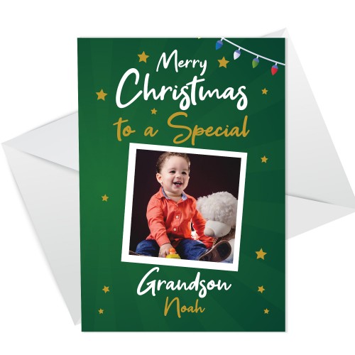 Christmas Card For Grandson Personalised Photo Card